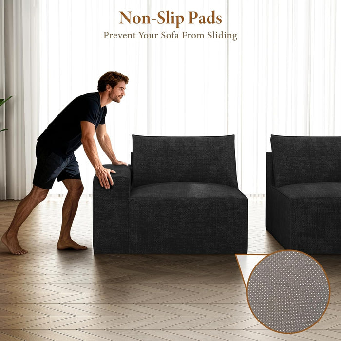 114 Inch Modular Contemporary Sectional Sofa Black
