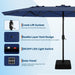 15FT Rectangular Outdoor Umbrella Patio Umbrella with Solar Lights & Base Included Large Market Umbrellas with Crank Handle UV Protection Table Umbrellas for Outdoor, Backyard, Deck, Navy Blue