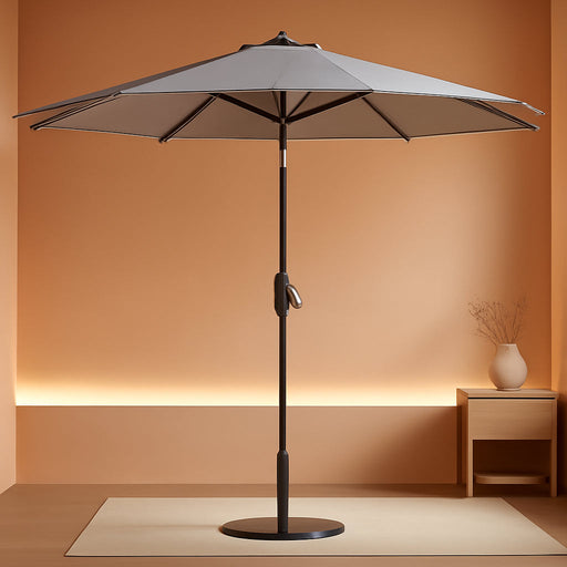 7.5FT Patio Umbrella Table Market Umbrella with 6 Sturdy Ribs, Button Tilt/Crank Heavy-Duty round Outdoor Umbrellas for Garden, Deck, Backyard,And Pool, Foggy Gray