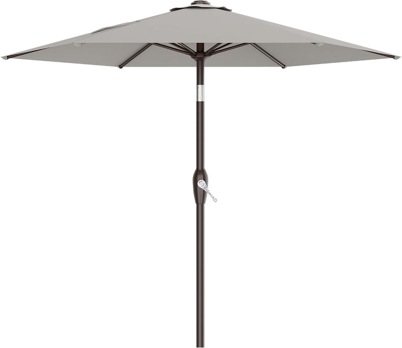 7.5FT Patio Umbrella Table Market Umbrella with 6 Sturdy Ribs, Button Tilt/Crank Heavy-Duty round Outdoor Umbrellas for Garden, Deck, Backyard,And Pool, Foggy Gray