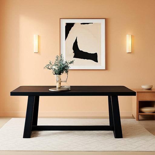 72 Inch Farmhouse Dining Table, Solid Wood Rustic Kitchen Table, Large Wooden Rectangular Dinner Table for Dining Room, Home Office, Living Room Furniture, Easy Assembly, Black Wirebrush