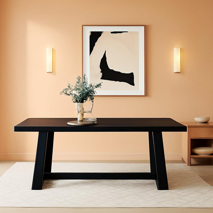 72 Inch Farmhouse Dining Table, Solid Wood Rustic Kitchen Table, Large Wooden Rectangular Dinner Table for Dining Room, Home Office, Living Room Furniture, Easy Assembly, Black Wirebrush