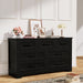 Dresser for Bedroom, Farmhouse 7 Drawers Dresser, Chest of Drawer Chest, Multi-Tier Clothing Storage Cabinet, Black