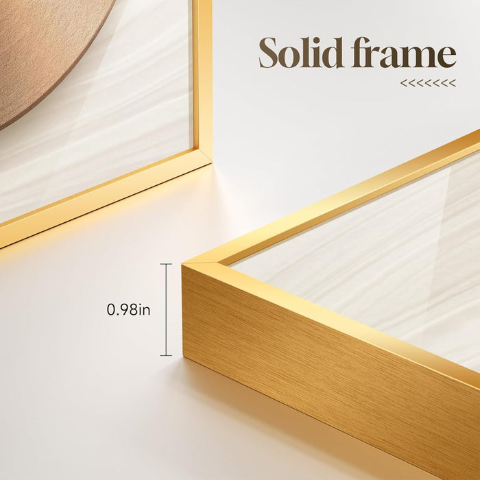 Large Framed Modern Luxury Gold Wall Art for Living Room, 3 Piece 24X36 in | Bright Style Art Prints, Golden Geometric Pictures, Crystal Coating Wall Art, Fade Resistance Prints for Bedroom Dining Room