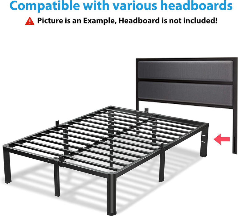 18 Inch Full Bed Frame with round Corners No Box Spring Needed