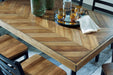 Blondon Rectangular Dining Room Table Set with 6 Chairs, Chevron Pattern, Tapered Legs, Seats 6, Wood, 60" Long, Brown & Black