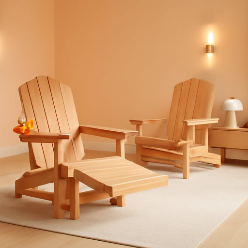 Adirondack Glider Chairs Set of 2,With Retractable Ottoman,Adjustable Back