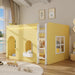 FullSize Wooden Loft Bed WithLEDLightingPlayAreaYellow