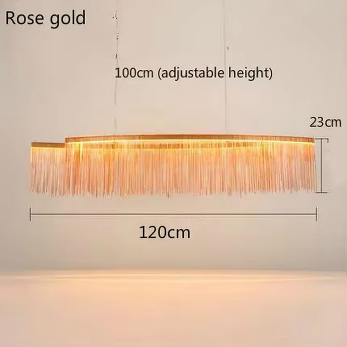 Ceiling Chandelier Gold Chains Remote Modern Tassel Aluminum Chain Led Pendant Light Kitchen Living Room Decoration Hanging Lamp