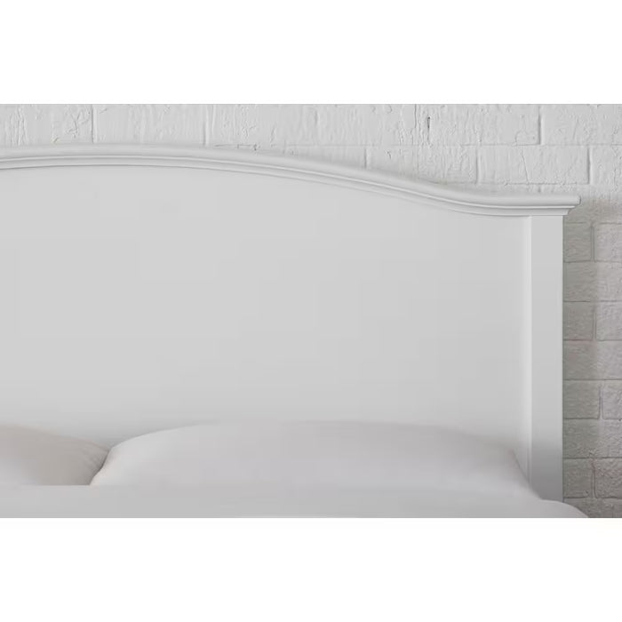 Colemont White Wood Full Platform Bed with Curved Headboard (56 In. W X 48 In. H)