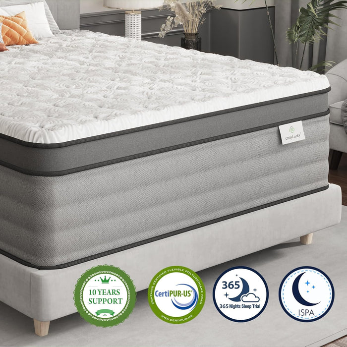 Firm King Mattress, 14 Inch Hybrid King Size Mattress in a Box, Gel Memory Foam & Pocket Springs for Back Pain Relief, Extra Lumbar & Shoulder Support, Motion Isolation, 365-Night Trial