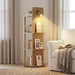 Rotating Bookshelf Tower W/Light, 15.4''/Shelf for Living Room Oak | 15.4'' Tall/Shelf, 4 Tier Spinning Bookshelf, Space-Saving Storage Book Shelf for Living Room, Bedrooms, Office, Natural Oak