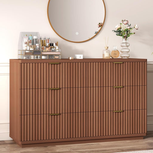 6 Drawer Dresser for Bedroom, 47.3" Wide Modern Chest of Drawers Dresser TV Stand, Wood Drawer Organizer for Living Room, Hallway