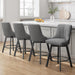 Swivel Bar Stools with Backs, 24" Counter Height Bar Stools Set of 2, Fabric Upholstered Counter Bar Stools with Solid Wood Legs for Kitchen Island, Home Bar, Dark Gray