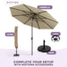 - 10-Year-No-Fade 9 Ft Patio Umbrella with Terylast Fabric, Auto-Tilt Aluminum Frame and 8 Reinforced Ribs for Deck, Pool, Garden & Beach - Chestnut Beige Canopy, Black Pole