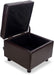 Tufted Leather Square Flip Top Storage Ottoman Cube Foot Rest (Brown with Storage)