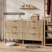 Solid Oak 55InchWideDresserWithSixDrawersStorageOrganization