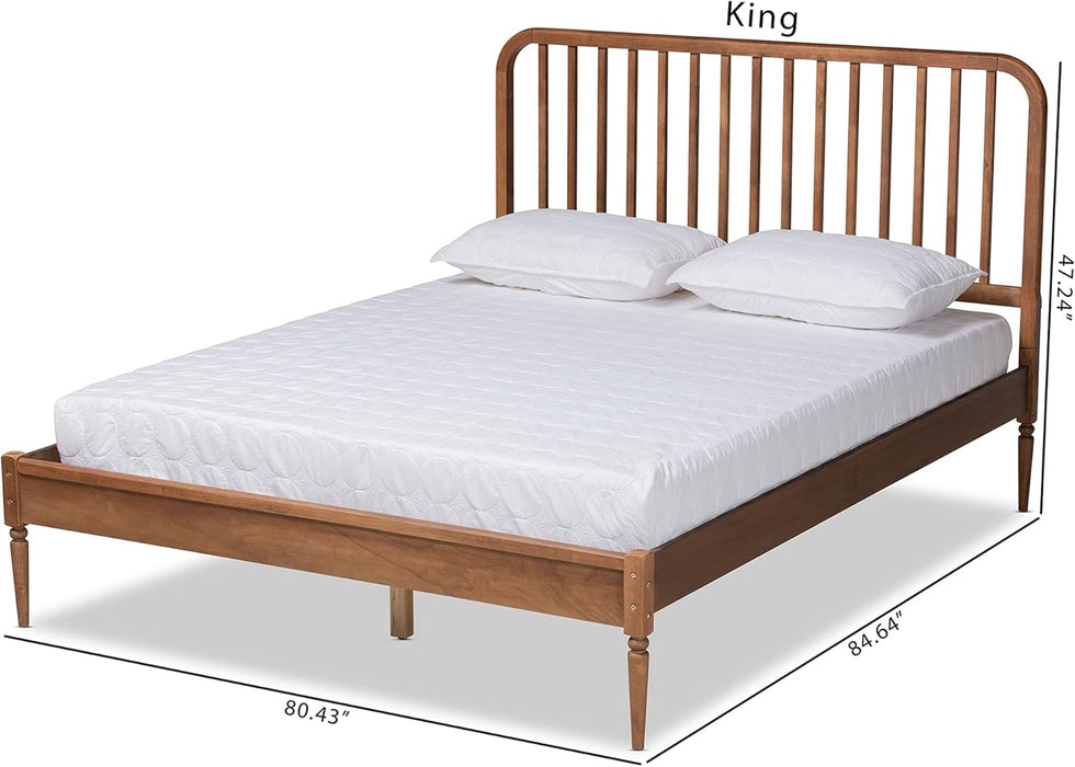Neilan Modern and Contemporary Walnut Brown Finished Wood Queen Size Platform Bed