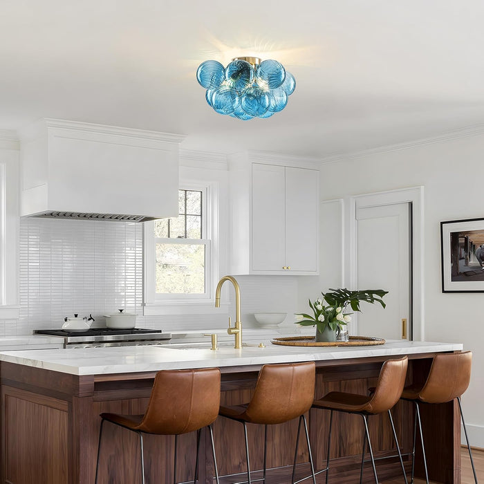 Flush Mount Chandelier Brilliant Blue Glass Globes