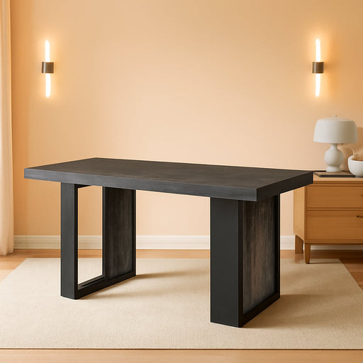 Industrial Dining Table for 6-8 People, 71" Large Long Wooden Kitchen Table with Sturdy Metal Frame & Brown Finish, Rustic Style Rectangular Dinner Table for Dining Room, Kitchen (Oak Gray)