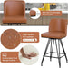 Swivel Bar Stools Set of 4, 26 Inch Counter Height Barstools, Faux Leather Bar Stool with Backs and Solid Metal Legs, Industrial Heavy Duty Counter Stools for Kitchen Island, Pub, Brown