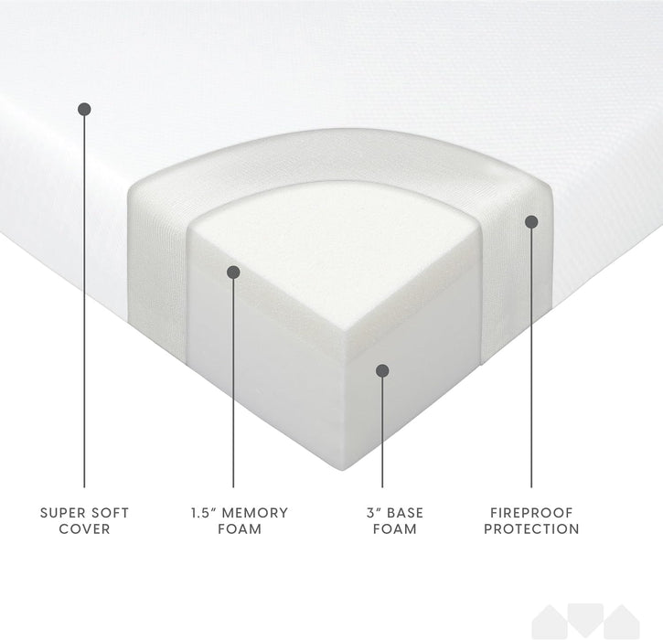 4.5 Inch Memory Foam Replacement Mattress with Breathable, Waterproof and Washable Cover for Full Size Sleeper Sofa and Couch Beds (Sofa Not Included) - Full