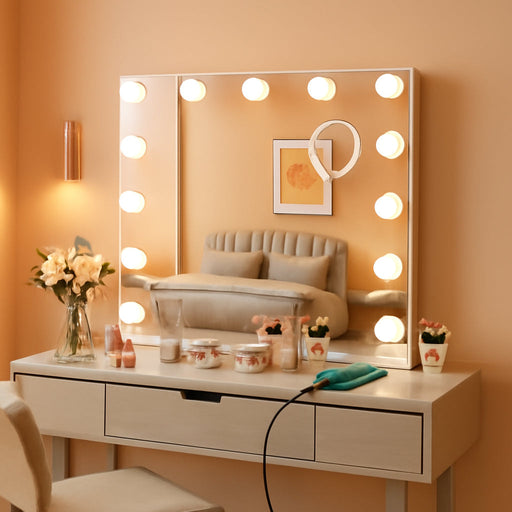 Vanity Mirror with Lights, Hollywood Lighted Makeup Mirror with 15 Dimmable Bulbs and 10X Magnification, 3 Colors Modes, Aluminum Metal Frame, Light up Mirror for Tabletop or Wall（23" X 18"）