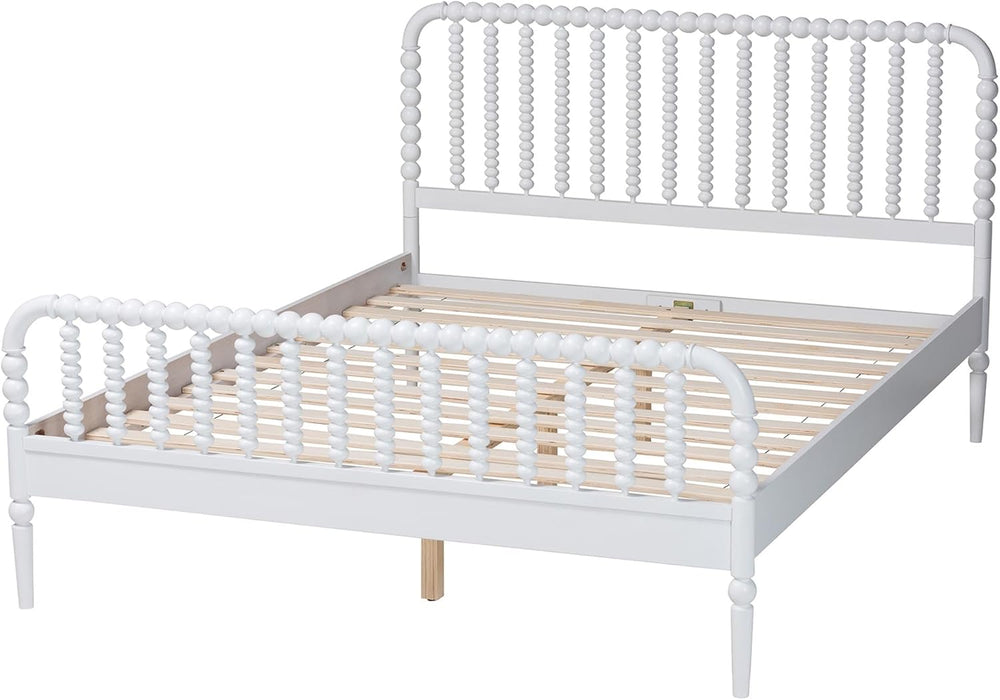 Lucera Bobbin Wood Platform Bed, Full, White