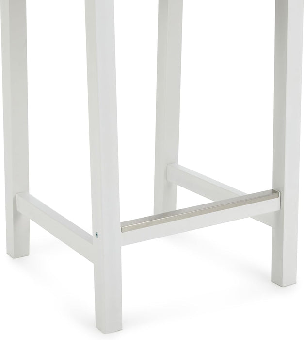 Wooden Bar Stool with Backrest, White, Set of 2