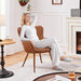 PU Leather BarrelShapedContoured Armchair Brown Metal Legs