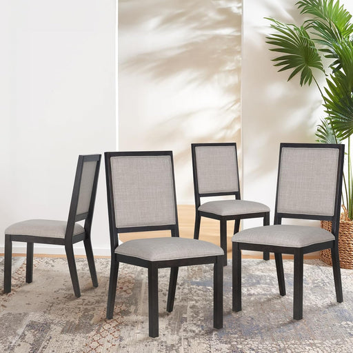 Upholstered Wood Dining Chairs Set of 4, Kitchen Dining Chairs with Back, 19 Inch Fabric Farmhouse Dining Room Side Chairs with Wooden Legs for Kitchen Dining Living Room Courtyard, Brown