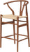 Wishbone Barstool, Weave Counter Height Bar Stool with Non-Slip Foot Mats, Fully Assembled Bar Stool for Kitchen, Island, Dining Room, Bar, Walnut