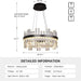 Black Led Modern Crystal Chandelier: 19.7" round Contemporary 3 Color Dimmable Dining Room Light Fixture over Table - Adjustable Lighting Chandeliers for Bedroom Living Kitchen Island Entryway Foyer
