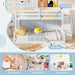 White SolidWood TwinOverFullBunkBed StairsGuardRails