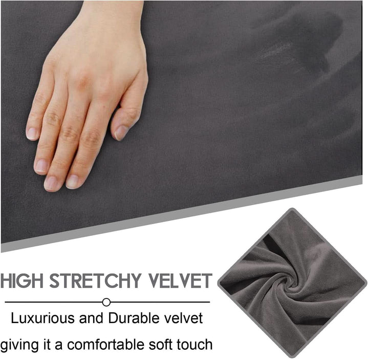 Velvet 8-Pieces Recliner Sofa Covers Stretch Reclining Couch Covers for 3 Cushion Reclining Sofa Slipcovers Furniture Covers Thick Soft Washable (3 Seater Recliner Cover, Dark Gray)
