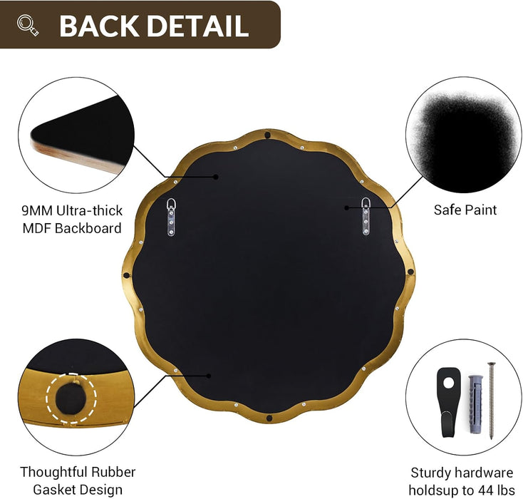 Brushed Gold round Wall Mirror 30 Inch, Brass round Bathroom Mirrors for over Sink, Anti-Rust Brass Circle Mirror for Bathroom, Entryway