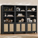 71" Tall Bookcase 5 Tier Rattan Bookshelf with Doors for Library | Farmhouse Storage Book Shelf with Adjustable Shelves Large Book Case Bookshelves for Living Room Home Office Bedroom Kitchen