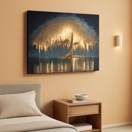 Large Tree of Life Canvas Wall Art Abstract Black and Gold Tree of Life Picture Wall Decor Nordic Gold White Flowers Poster Print Artwork for Living Room Bedroom Office Hallway Home Decoration