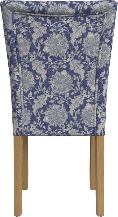 Classic Parsons Upholstered Dining Chairs, Pack of 2, Blue Floral Print