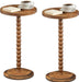 Set of 2 Small round Side Tables, Drink Tables with Solid Wood Legs, Martini Tables with Pedestal Accent, for Small Space, Living Room, Bedroom, Sofa Couch, Rustic Brown FG187BZP201