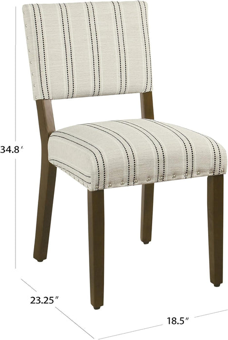 Home Decor | Upholstered Dining Chairs | Dining Chairs Set of 2 with Nailhead Trim | Decorative Home Furniture, Black and White Stripes