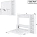 Murphy Bed Chest Full Size,Hideaway Wall Bedframe with Desk and Bookshelf,Space Saving Cabinet Bed W/Shelf,Slat Support,Can Be Folded,Bedroom Furniture for Small Space,White
