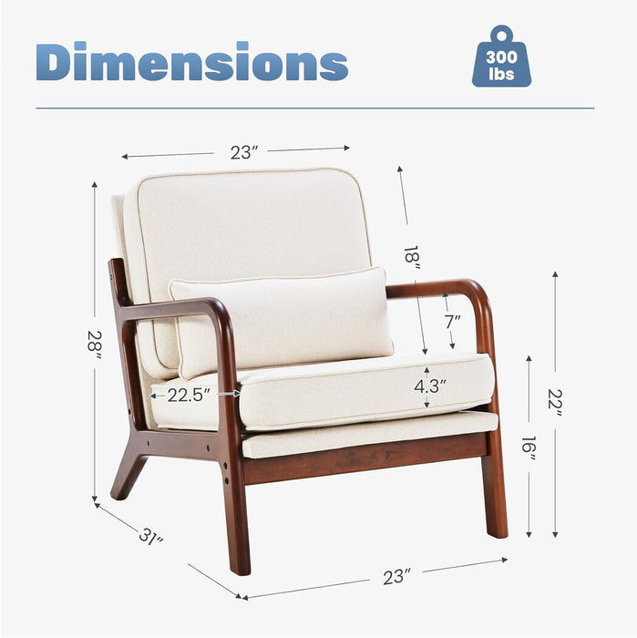 Cream Mid Century Modern Upholstered Accent Chairs