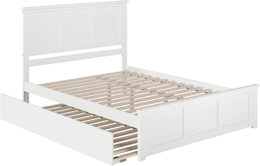 , Madison Queen Platform Bed with Matching Footboard & Twin XL Trundle, White