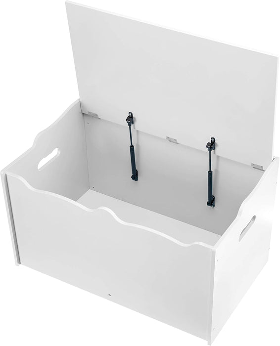 Kids Toy Box, Wooden Organizer Storage Chest,White, 30" X 18" X 19"