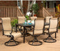 Brigantine 7-Piece Outdoor Dining Set, Weather-Resistant Patio Dining Set for 6 with Rectangular Table and Sling Swivel Rockers for Backyard, Patio, Deck, Porch, Pergola, Poolside