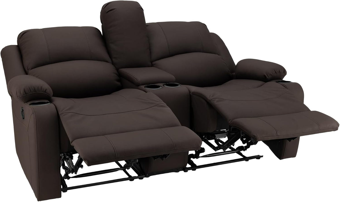 65" Wall Hugger Reclining RV | RV Theater Seats | Double Recliner RV Sofa & Console | RV Couch | Wall Hugger Recliner | RV Theater Seating | RV Furniture | (Manual, Chocolate)