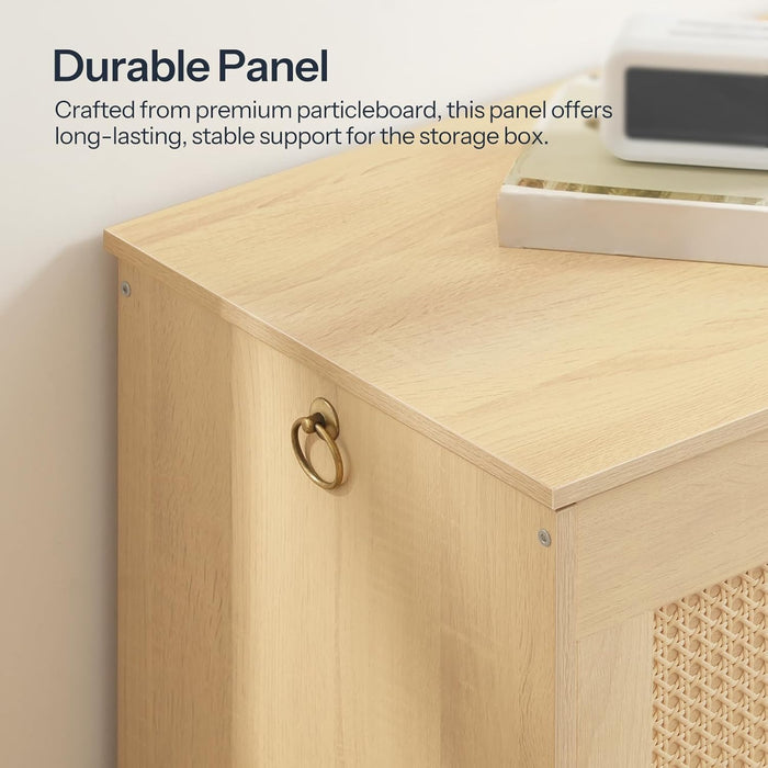 Storage Bench, 43.3" Toy Box, Rattan-Like Storage Chest, Sturdy Entryway Bench Supports 220 Lb, Toy Chest, Safety Hinge, U-Shaped Opening, Easy Assembly, Natural NL22CW01