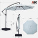 10FT Cantilever Patio Umbrella with Base Included, 360° Rotation Outdoor Offset Umbrella Bonus Fix Frame & Weights Bag for Backyard, Deck, Poolside (Gray)