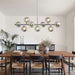 Mid Century Modern Sputnik Chandeliers,9-Light Dining Room Light Fixture | Globe Smoke Grey Glass Dining Room Chandeliers,Chrome Long Linear Sputnik Ceiling Light,Modern Pendant Light Kitchen Island